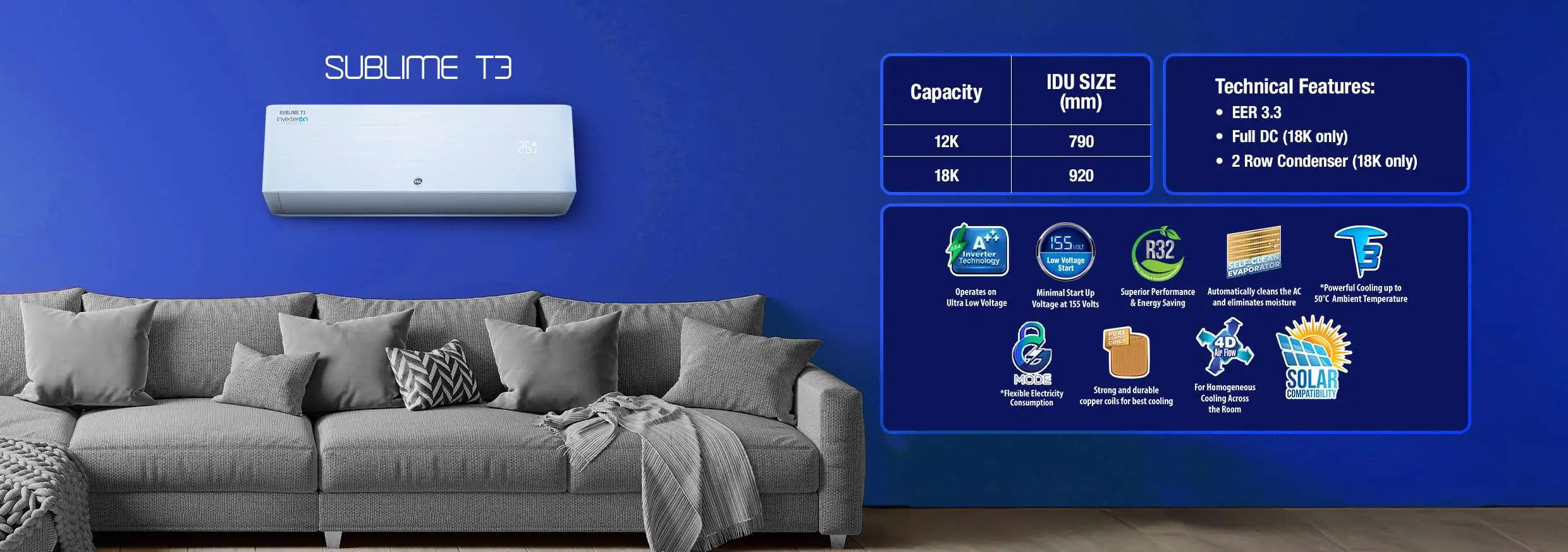 PEL 1.5 Ton InverterOn Sublime T3 - Heat & Cool Air Conditioner Focus 4 Buy PEL 1.5 Ton InverterOn Sublime T3 Inverter AC